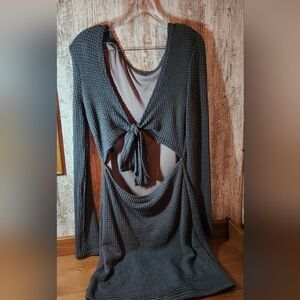 Source Unknown Charcoal Knit Midi Dress